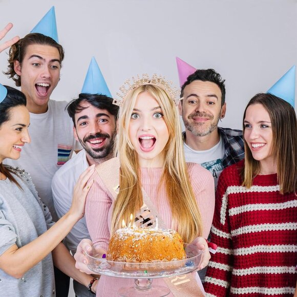 Birthday Crown for Women with Sash Rose-Gold Birthday Girl Sash & Birthday Tiara - Picture 2 of 7